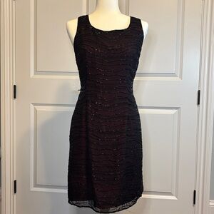 Chaudry Black and Maroon Beaded Dress